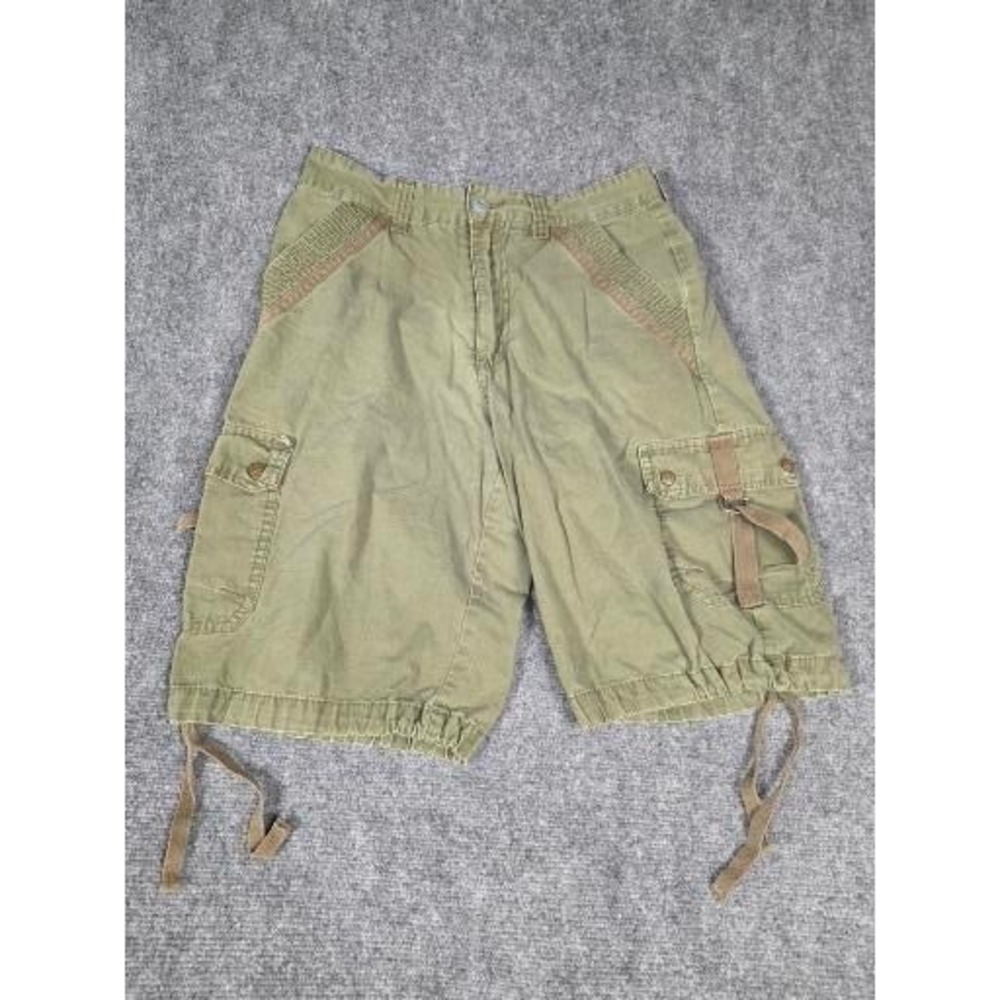 Vintage Genes 1891 Mens Original Stacked‎ Cargo Shorts Olive Green Size 34 11in